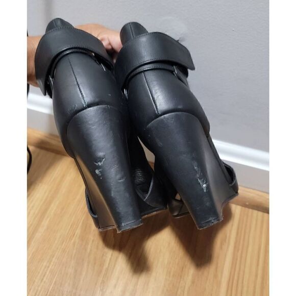 Vince Katie Leather Open Toe Wedge 8.5 - Picture 6 of 9